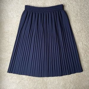 ZARA Midi Skirt Pleated - Navy Blue - Stretchy High Waist - M